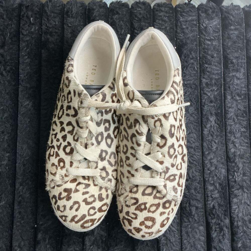 Ted Baker London Feekey Leopard Print Calf Hair Sneakers US 6.5